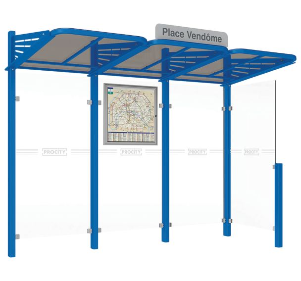 Abri bus Conviviale 3 m - bardage latéral droit - Procity