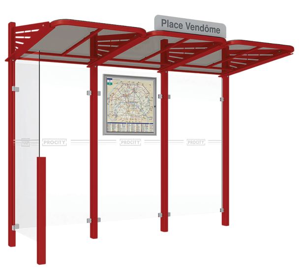 Abri bus Conviviale 3 m bardage gauche - Procity
