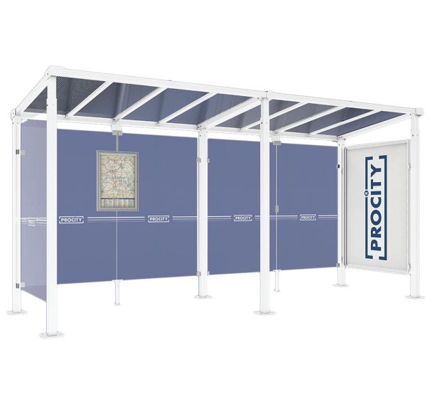 Abri bus Milan 1 vitrine - 1 bardage latéral - Procity
