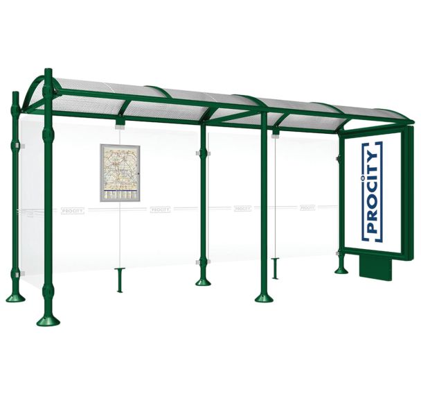 Abri bus Province caisson lumineux 1 bardage latéral Inox - Procity