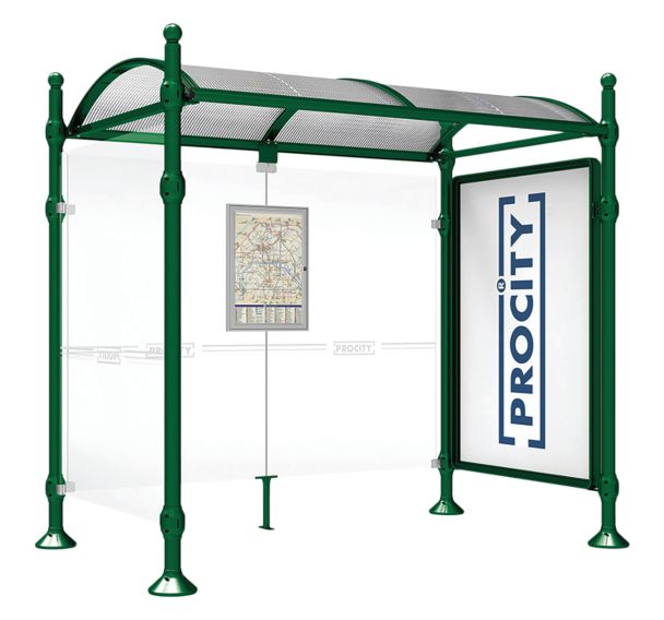 Abri bus Province vitrine - 1 bardage latéral pommeau Boule - Procity