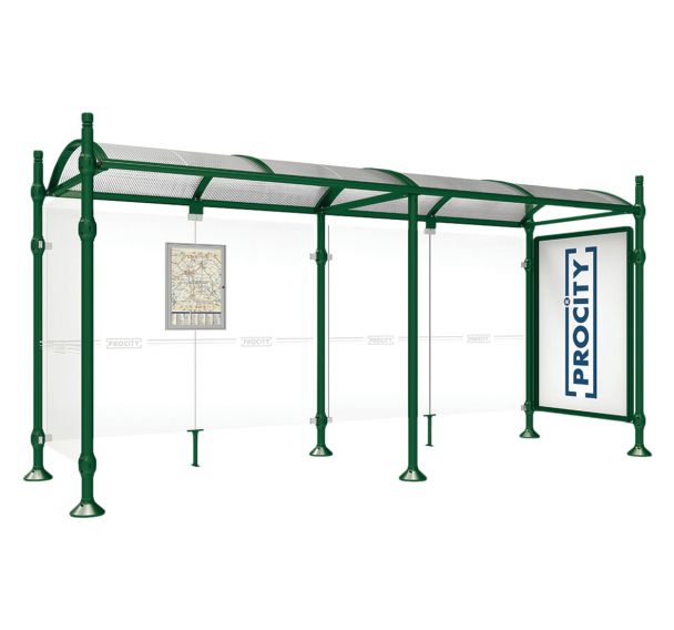 Abri bus Province vitrine - 1 bardage latéral pommeau City - Procity