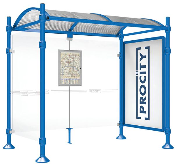 Abri bus Province vitrine - 1 bardage latéral pommeau inox - Procity