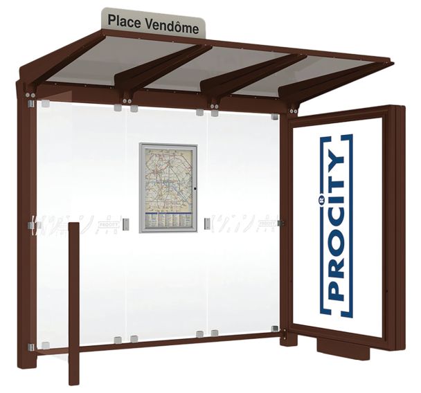 Abri bus Venise 1 caisson lumineux - 1 bardage latéral - Procity