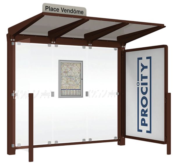 Abri bus Venise 1 vitrine - 1 bardage latéral - Procity