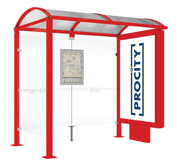 Abri bus Voûte - 1 caisson lumineux et 1 bardage latéral - Procity