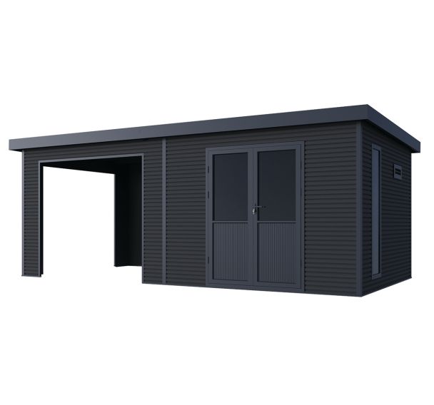 Abri de jardin ONYX 63 - 18m avec auvent composite - anthracite