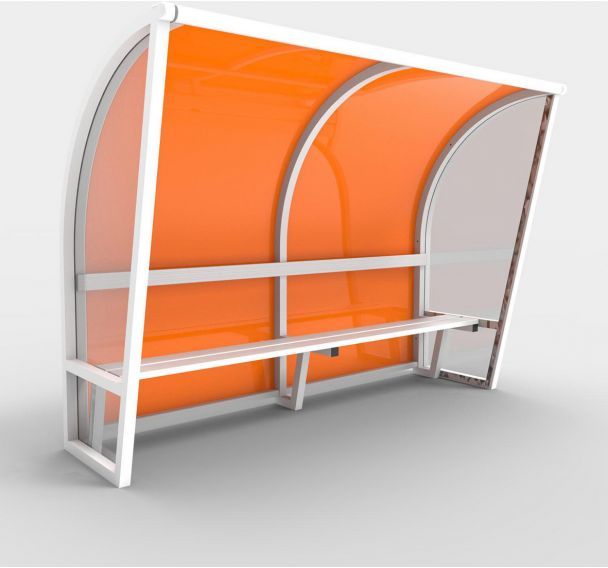 Abri de touche monobloc V2 L3,50m alu plast. plaque arr. métacrylate