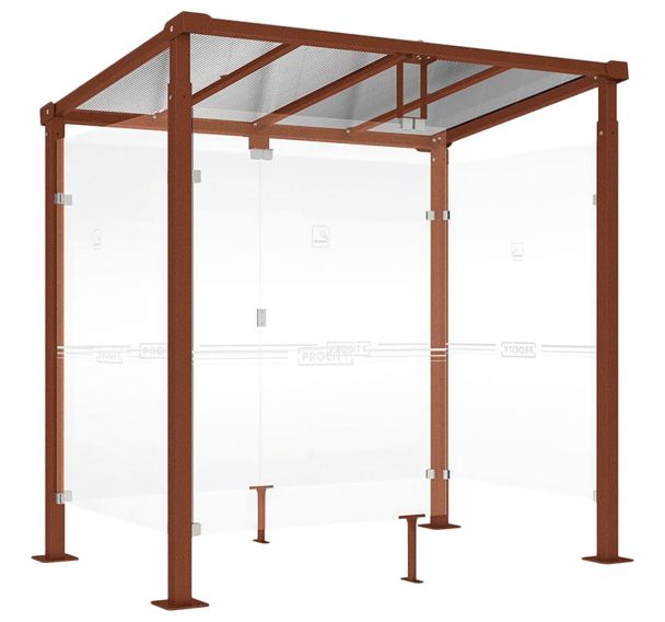 Abri fumeurs Milan bardages fond et latéraux en verre - Procity