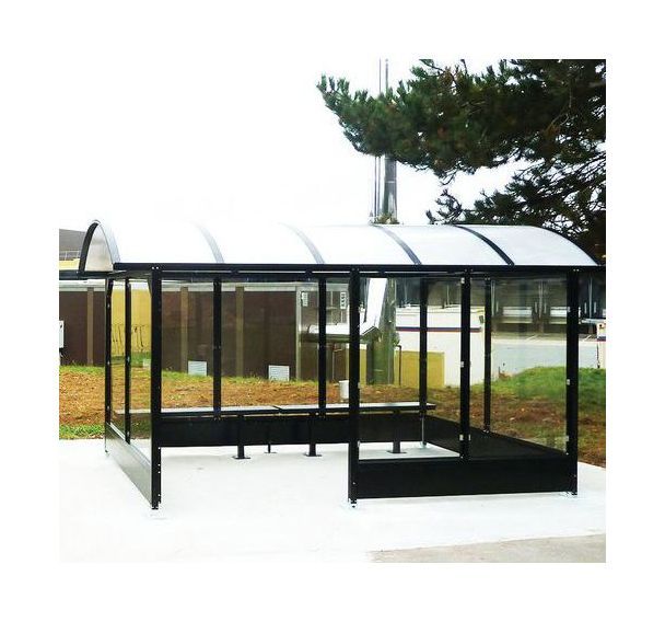 Abri fumeurs Standard - 4,5 x 2,5 - Avec retour et bavettes