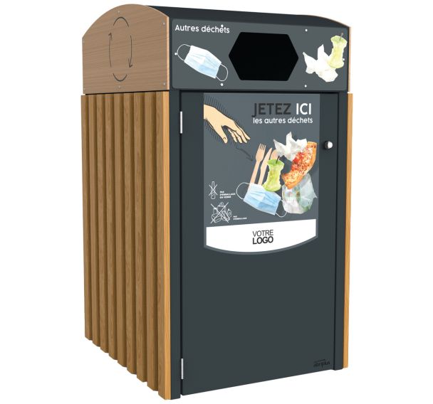 Abri poubelle Multiflux autres déchets acier/bois - Abri Plus