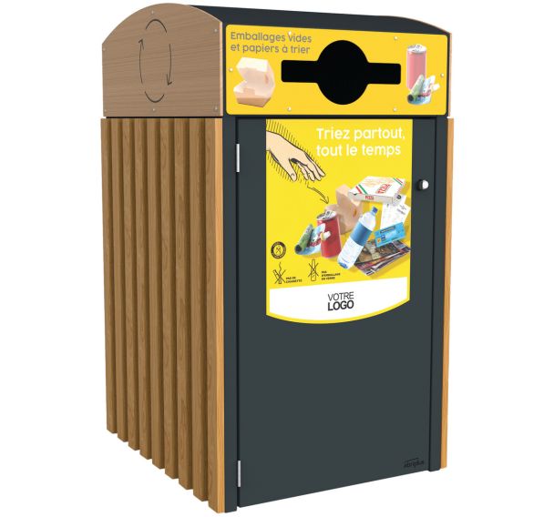 Abri poubelle Multiflux emballages acier/bois - Abri Plus