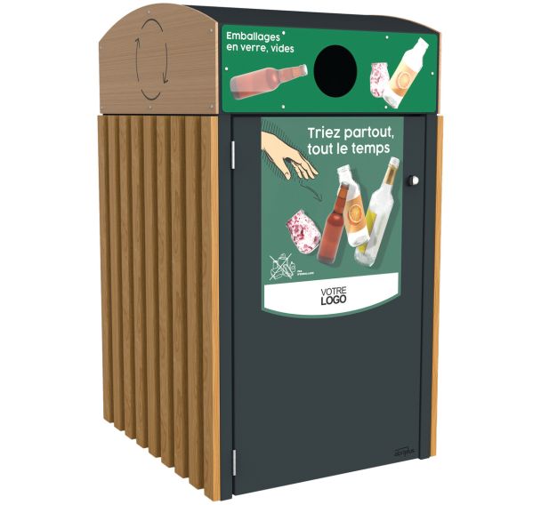 Abri poubelle Multiflux verre - acier/bois - Abri Plus