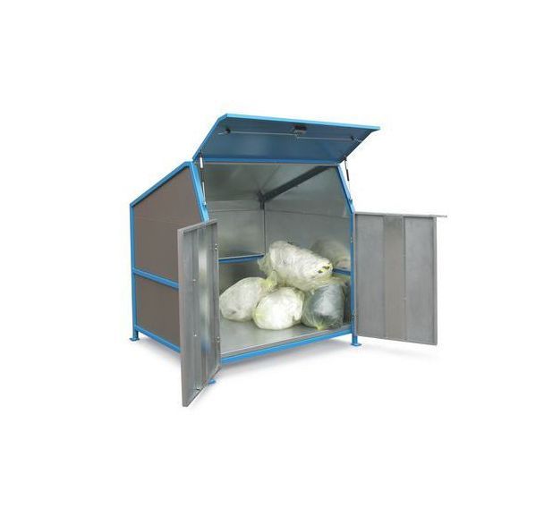 Abri pour conteneurs à déchets Secomat - 3 cloisons, portes