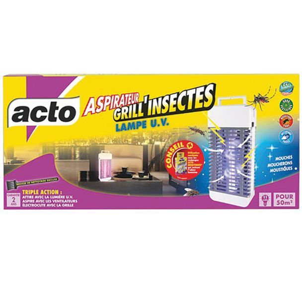 Acto grill insectes à aspirateur et lampe uv 50m2