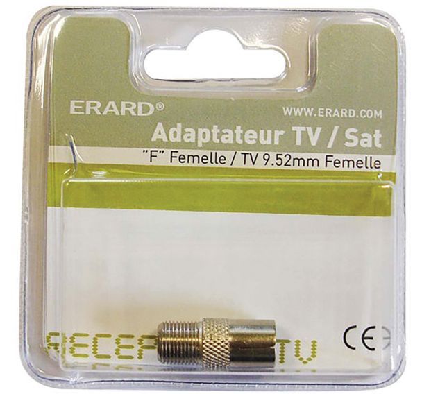 Adaptateur fiche satellite femelle/ TV femelle 9.52mm s/cart