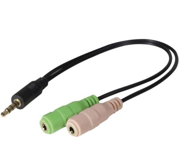 Adaptateur micro + casque stéréo PC99 vers Jack 3,5mm 4 points CTIA