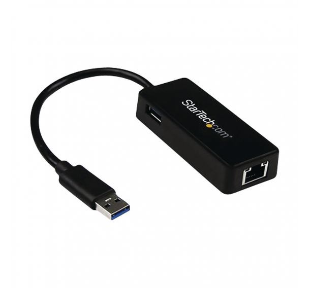 Adaptateur réseau USB 3.0 vers Gigabit Ethernet avec port USB - Noir