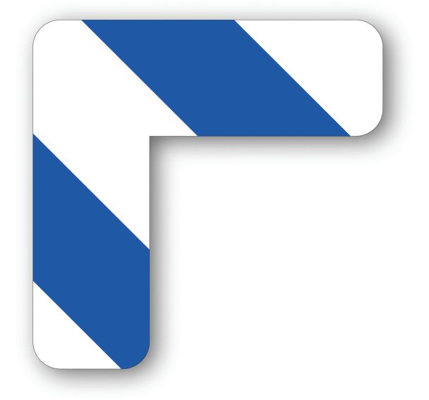 Adhésif angle 90° arrondi LeanStripe - Bleu/Blanc - Ergomat