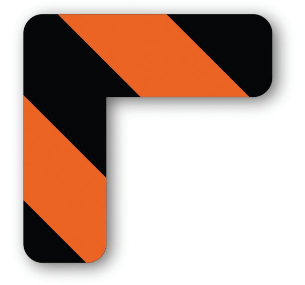 Adhésif angle 90° arrondi LeanStripe - Noir/Orange - Ergomat