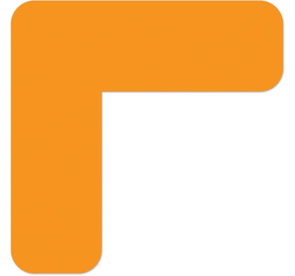 Adhésif angle 90° arrondi LeanStripe - Orange - Ergomat