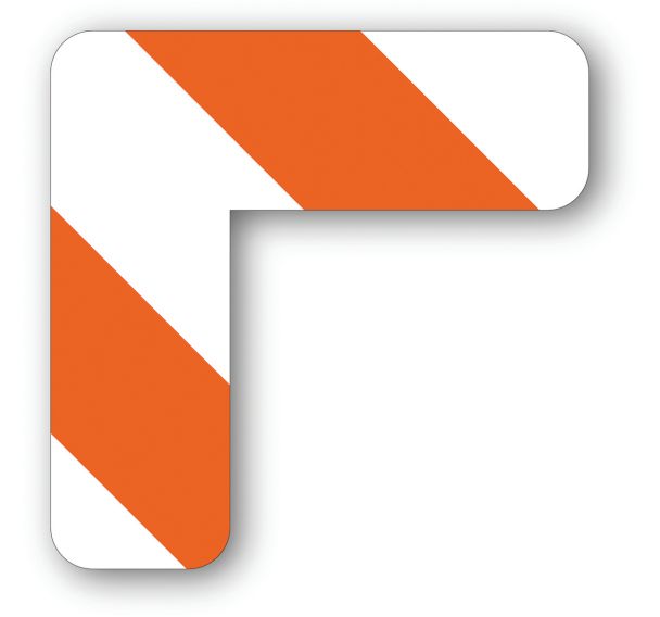 Adhésif angle 90° arrondi LeanStripe - Orange/Blanc - Ergomat