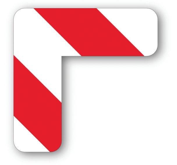 Adhésif angle 90° arrondi LeanStripe - Rouge/Blanc - Ergomat