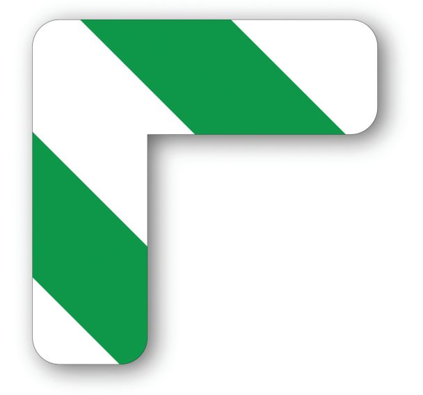 Adhésif angle 90° arrondi LeanStripe - Vert/Blanc - Ergomat