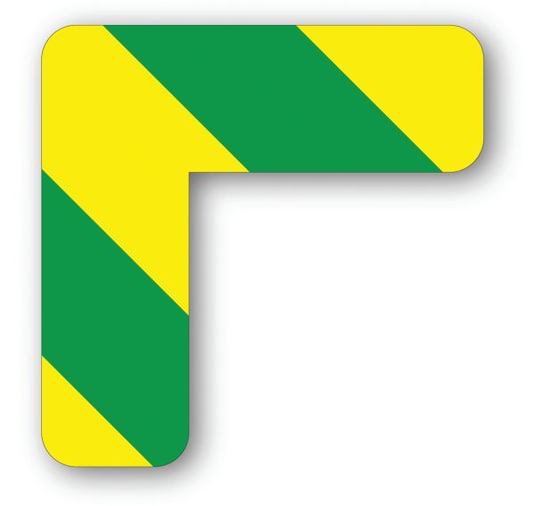 Adhésif angle 90° arrondi LeanStripe - Vert/Jaune - Ergomat