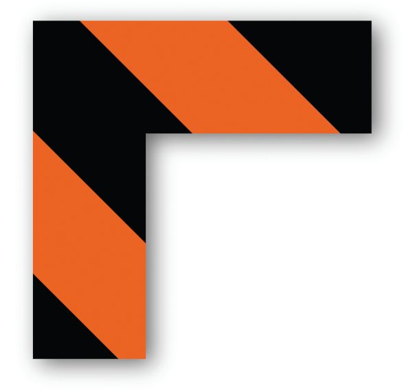 Adhésif angle 90° carré LeanStripe - Noir/Orange - Ergomat