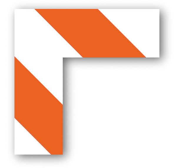 Adhésif angle 90° carré LeanStripe - Orange/Blanc - Ergomat