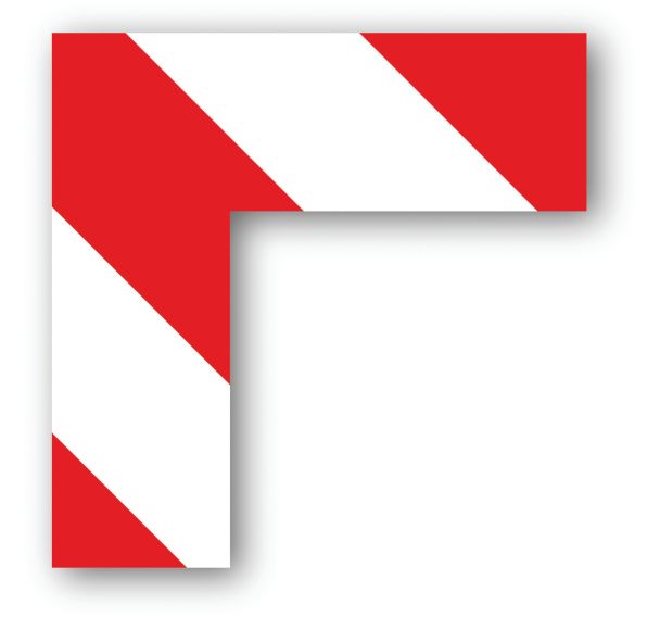 Adhésif angle 90° carré LeanStripe - Rouge/Blanc - Ergomat