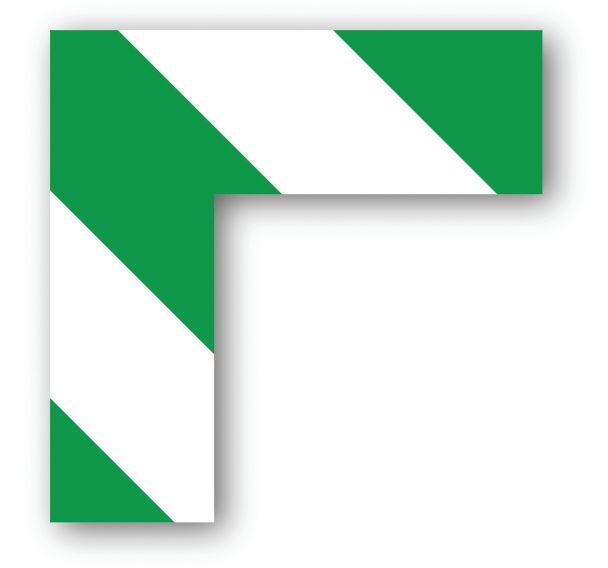 Adhésif angle 90° carré LeanStripe - Vert/Blanc - Ergomat