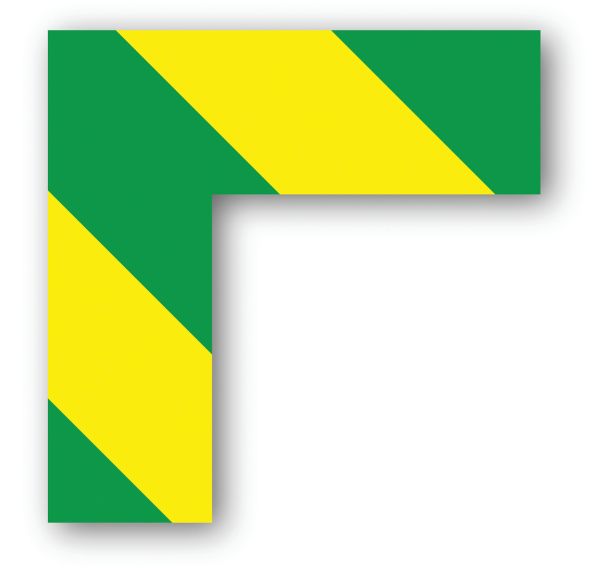 Adhésif angle 90° carré LeanStripe - Vert/Jaune - Ergomat