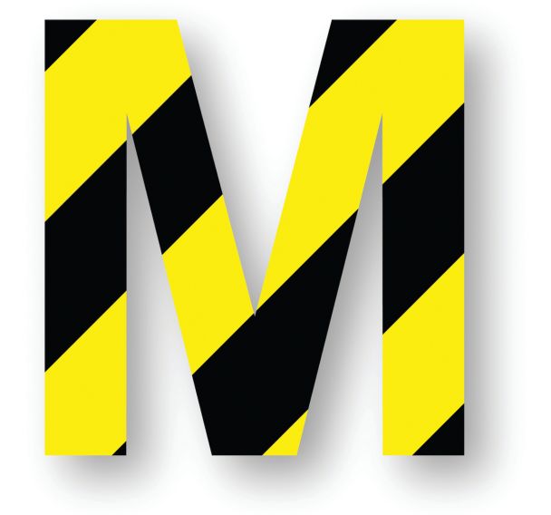 Adhésif de marquage au sol - Lettre/Chiffre - Noir/Jaune - Ergomat