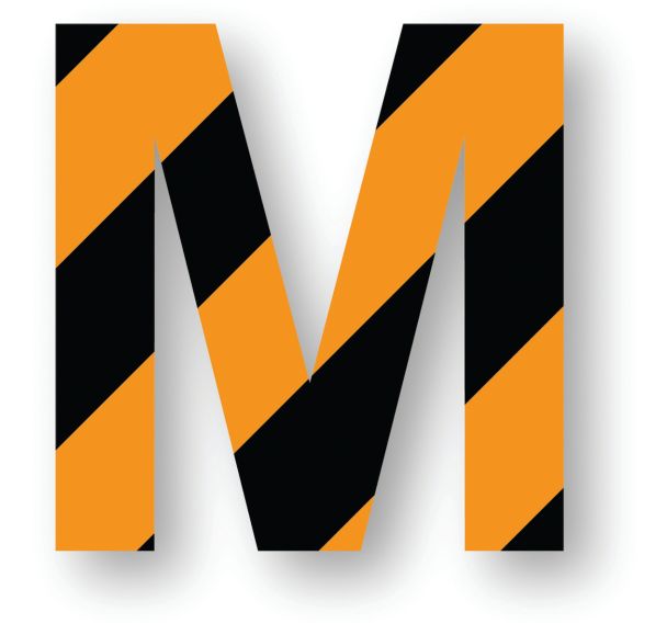 Adhésif de marquage au sol - Lettre/Chiffre - Noir/Orange - Ergomat