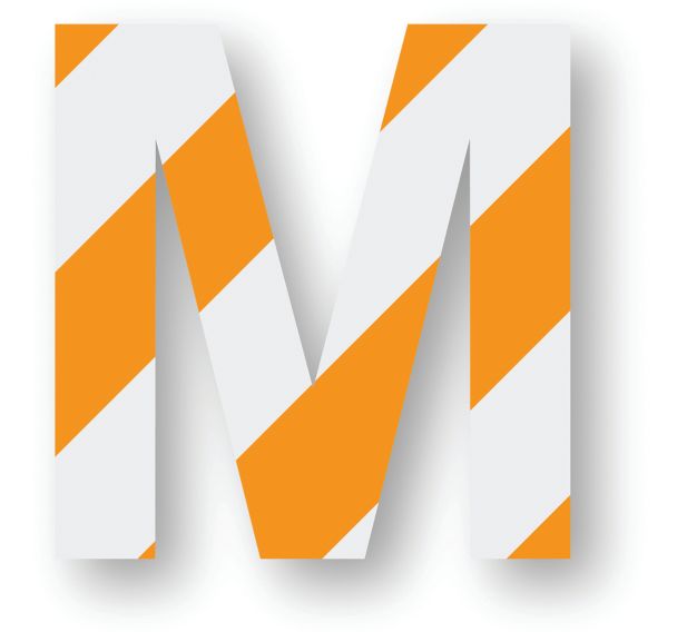 Adhésif de marquage au sol - Lettre/Chiffre - Orange/Blanc - Ergomat