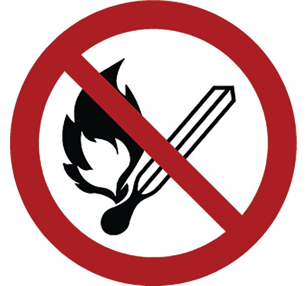 Adhésif de marquage au sol P003 - Flammes nues interdites - Ergomat