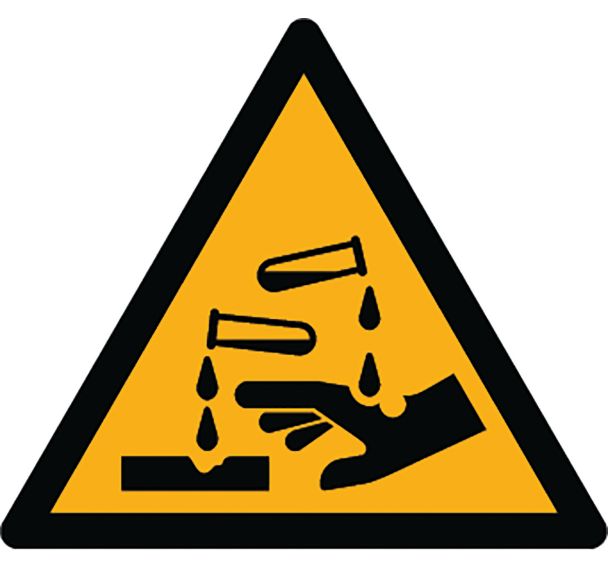 Adhésif de marquage au sol danger W023-Substances corrosives-Ergomat