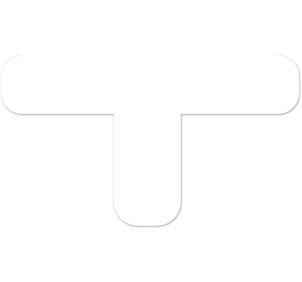 Adhésif de marquage au sol en T arrondi LeanStripe - Blanc - Ergomat