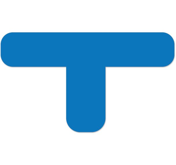 Adhésif de marquage au sol en T arrondi LeanStripe - Bleu - Ergomat