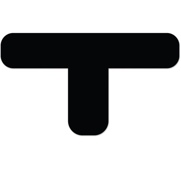 Adhésif de marquage au sol en T arrondi LeanStripe - Noir - Ergomat