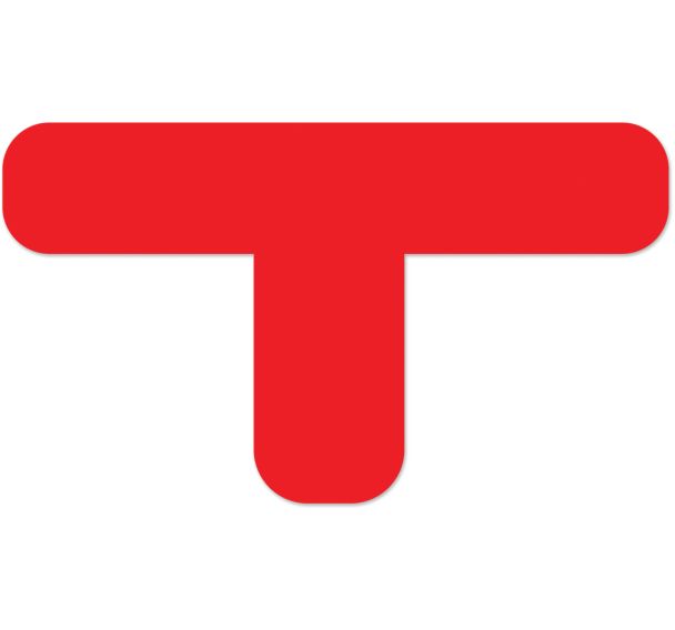 Adhésif de marquage au sol en T arrondi LeanStripe - Rouge - Ergomat