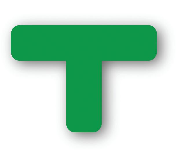 Adhésif de marquage au sol en T arrondi LeanStripe - Vert - Ergomat