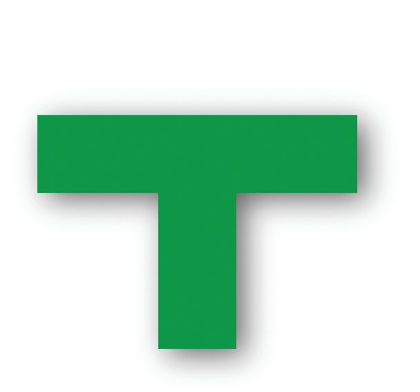 Adhésif de marquage au sol en T carré LeanStripe - Vert - Ergomat