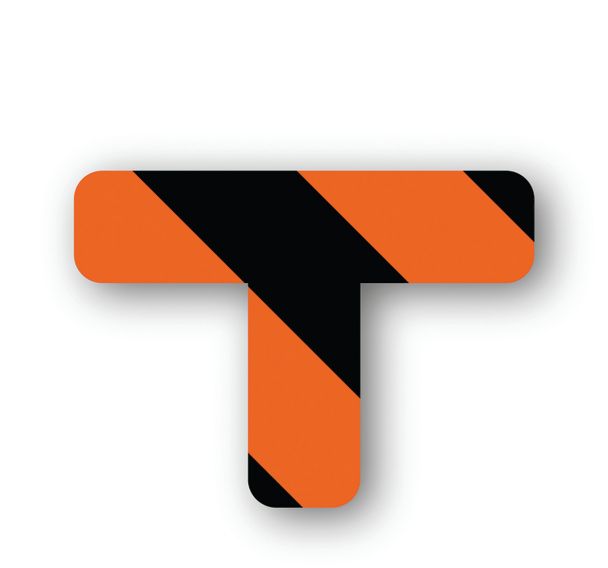 Adhésif en T arrondi LeanStripe - Noir/Orange - Ergomat