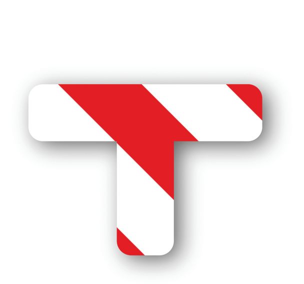 Adhésif en T arrondi LeanStripe - Rouge/Blanc - Ergomat