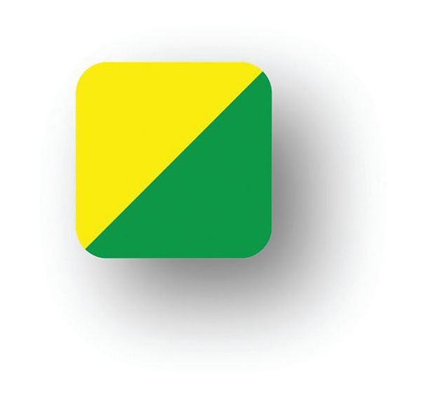 Adhésif en tiret arrondi LeanStripe - Vert/Jaune - Ergomat