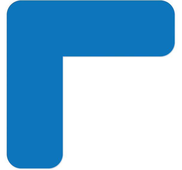 Adhésif marquage au sol angle 90° arrondi LeanStripe - Bleu - Ergomat