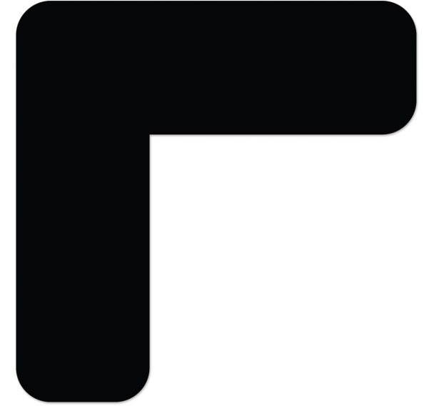 Adhésif marquage au sol angle 90° arrondi LeanStripe - Noir - Ergomat